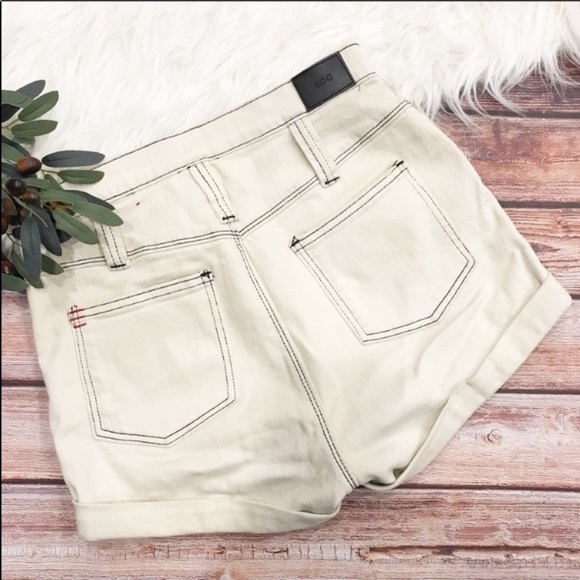 BDG High Rise Cream Roll Up Jean Denim Shorts - Picture 8 of 8